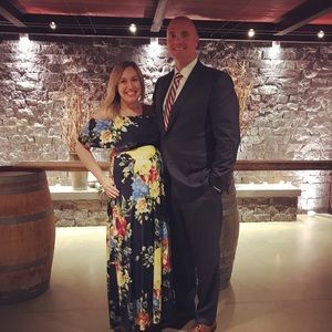 Pink Blush Maternity OffShoulder Floral Maxi - Med